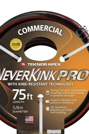 Hot Deal Neverkink PRO Commercial Duty 8845-75 Water Hose, 5/8 in, 75 ft L, Threaded