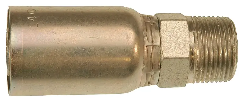 Authentic Gates MegaCrimp G25100-0606 Hose Coupling, 3/8 x 3/8 in Dia, 2.32 in, 3/8-18, Crimp x NPTF, Straight Angle, Steel, Zinc