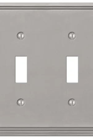 Amerelle 77TTBN Wallplate, 4-3/4 in L, 4-3/4 in W, 2 -Gang, Metal, Brushed Nickel Latest