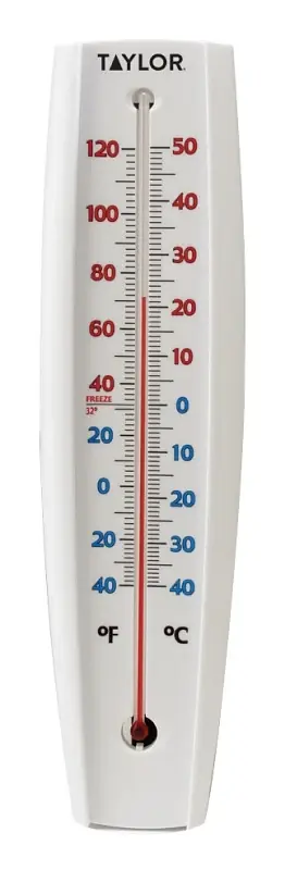 Taylor 5109 Thermometer, White Casing, 14-1/2 in H x 3-1/4 in W Dimensions, -40 to 120 deg F Final Sale