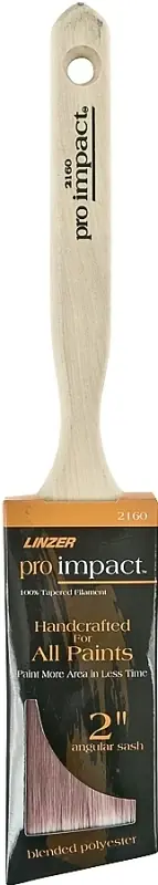 Bargain Linzer WC 2160-2 Paint Brush, Natural Handle, Wood Handle, 2 in W, 2-1/2 in L Bristle, Polyester Bristle, Sash Handle