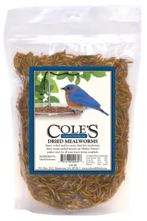 Clearance Cole's DRMW Dried Mealworms Wild Bird Food, 3.52 oz, Specialty, Bag, Pack of 6