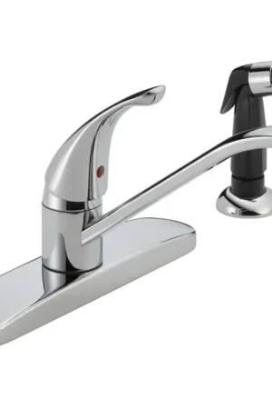 Delta P115LF Kitchen Faucet with Side Sprayer, 1.8 gpm, 1-Handle, Chrome Plated, Deck, Lever Handle Express Delivery