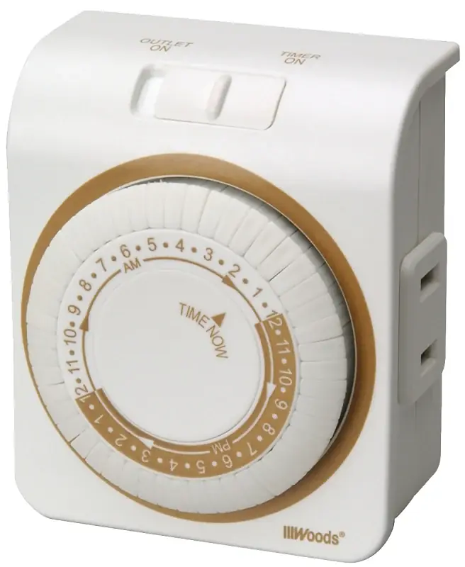 Buy Direct Woods 50000 Programmable Mechanical Timer, 15 A, 125 V, 1875 W, 24 hr Time Setting, 24 On/Off Cycles Per Day Cycle
