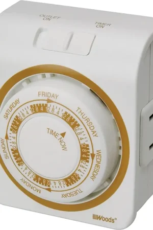 Woods 50003 Mechanical Timer, 15 A, 125 V, 1875 W, 7 days Time Setting, White Top Rated