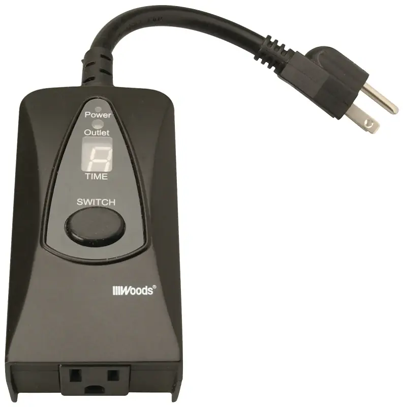 Authentic Woods 50013 Programmable Digital Timer, 15 A, 125 V, 1875 W, 24 hr Time Setting, Black