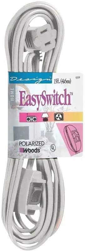 CCI 359W Extension Cord, 16 AWG Cable, 15 ft L, 10 A, 125 V, White Affordable