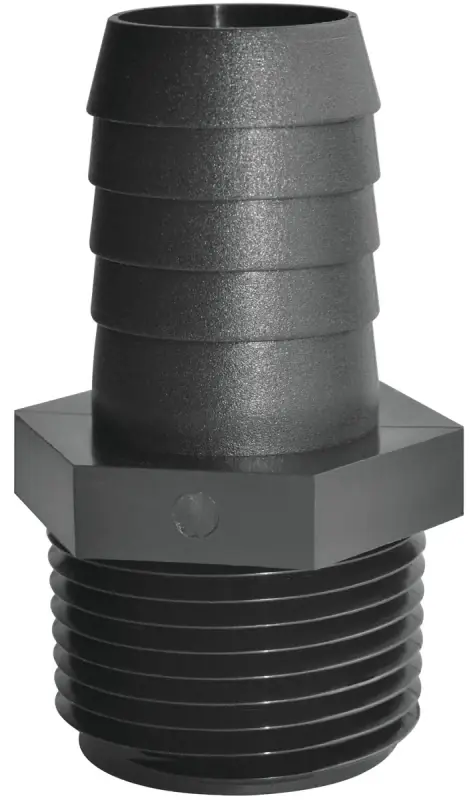 Green Leaf A3412P Pipe to Hose Adapter, Straight, 3/4 x 1/2 in, Hose Barb x Male NPT, Polypropylene, Black, Pack of 5 Get Yours
