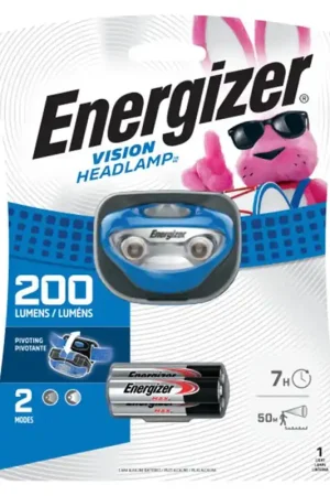 Energizer HDA32E Headlamp, AAA Battery, LED Lamp, 200 Lumens, 50 m Beam Distance, 7 hr Run Time Brand New