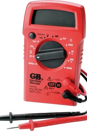 Brand New Gardner Bender GDT-311 Multimeter, 2 mOhm, 500 VAC, 600 VDC, 2 MOhm, Digital, LCD Display, Red