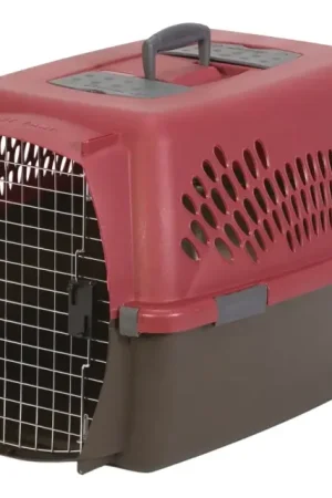 Aspenpet Pet Porter 21090 Fashion Pet Carrier, 26.2 in W, 18.6 in D, 16-1/2 in H, L, Plastic, Black/Deep Red Top Pick