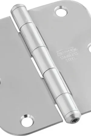 While Supplies Last National Hardware N830-269 Door Hinge, 3-1/2 in H Door Leaf, 3-1/2 in L, Stainless Steel, Zinc, 5/8 in Corner Radius