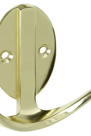 While Supplies Last National Hardware V8010 N807-006 Robe Hook, 2-Hook, Zinc, Brass, Pack of 5