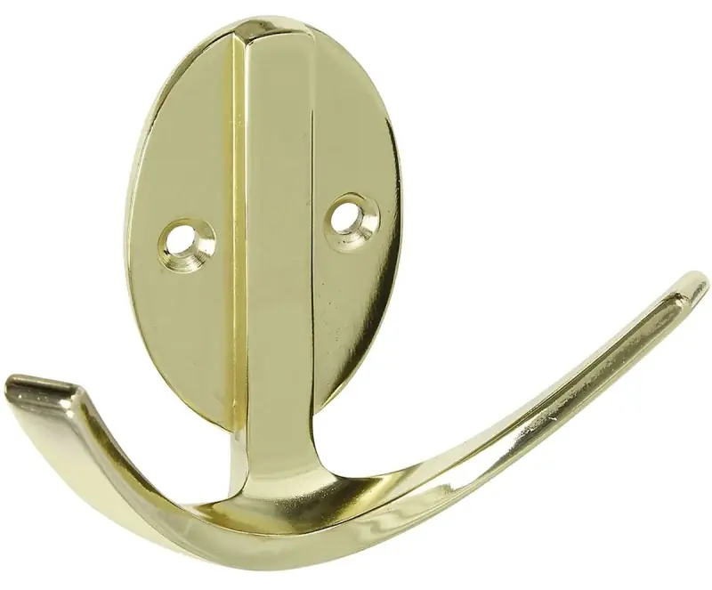 While Supplies Last National Hardware V8010 N807-006 Robe Hook, 2-Hook, Zinc, Brass, Pack of 5