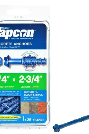 Tapcon 24230 Concrete Screw Anchor, 1/4 in Dia, 2-3/4 in L, Hex Head, Steel, Climaseal, 25/PK Price Cut