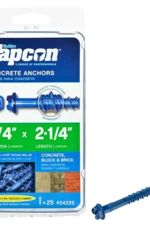 Hassle-Free Returns Tapcon 24225 Screw Anchor, 1/4 in Dia, 2-1/4 in L, Steel, Climaseal, 25/PK