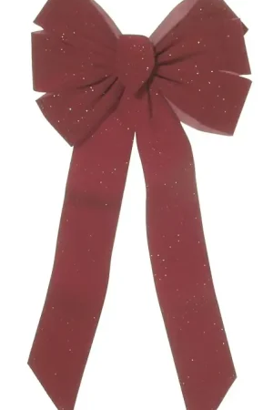 Bargain Holidaytrims 6077 Deluxe Gold Glittered Bow, Hand Tied, Velvet PE, Burgundy Bow with Gold Glitter, Pack of 36