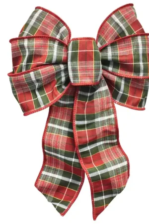Big Sale Holidaytrims 6155 Gift Bow, 8-1/2 x 14 in, Hand Tied Design, Cloth, Green/Gold/Red/White, Pack of 12