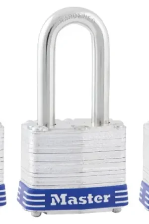 Bargain Master Lock 3TRILF Padlock, Keyed Alike Key, 9/32 in Dia Shackle, 1-1/2 in H Shackle, Steel Shackle, Steel Body