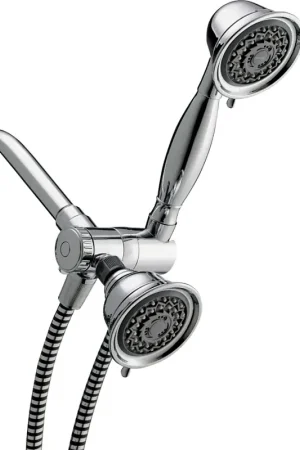 High Quality Waterpik PowerSpray+ Series VAT-313E-343DE Dual Showerhead System, 1.8 gpm, 6-Spray Function, Polished Chrome
