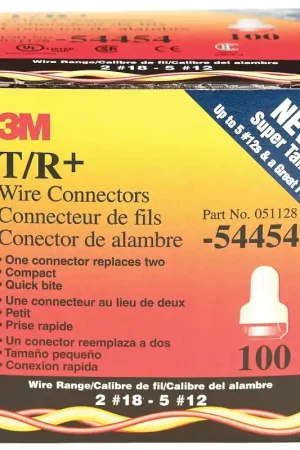 3M Performance Plus T/R+ Wire Connector, 22 to 8 AWG Wire, Steel Contact, Red/Tan Professional Grade