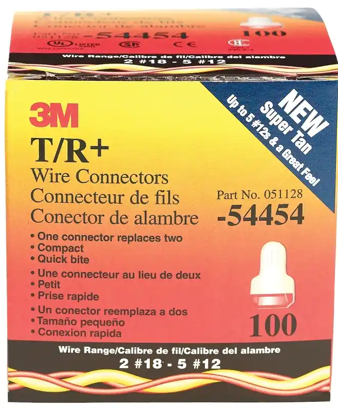 3M Performance Plus T/R+ Wire Connector, 22 to 8 AWG Wire, Steel Contact, Red/Tan Professional Grade