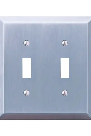 Amerelle 163TTBN Wallplate, 4-15/16 in L, 4-9/16 in W, 2 -Gang, Steel, Brushed Nickel Genuine
