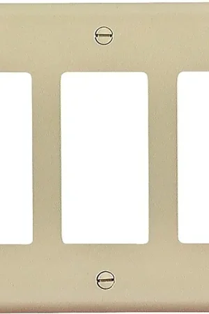 Top Pick Eaton PJ263V Decorative Wallplate, 4.87 in L, 6-3/4 in W, 3-Gang, Polycarbonate, Ivory, High-Gloss