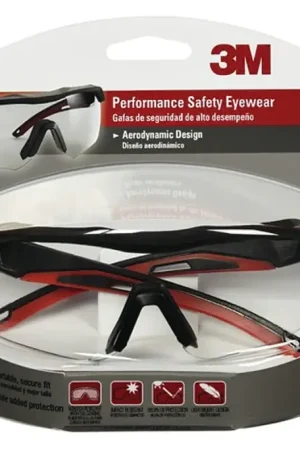3M 47090-WZ4 Safety Glasses, Clear Lens, Black/Red Frame, Anti-Fog, Anti-Scratch Lens, Wraparound Frame Place Order