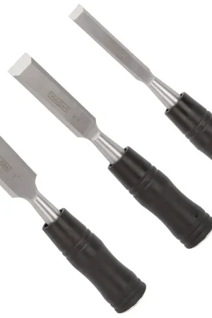 Buy Direct Vulcan JL13210 Chisel Set, 3-Piece, Steel/Wood, Polished, Black