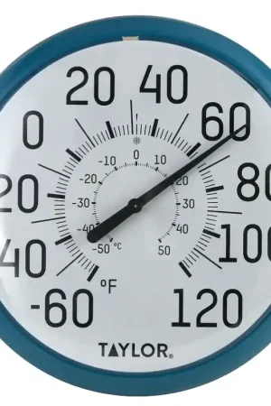 One Day Deal Taylor 6700TE Big and Bold Thermometer, -60 to 120 deg F, Teal Bezel
