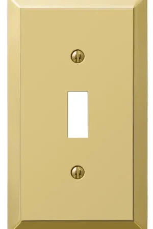 Amerelle 163TBR Wallplate, Traditional, 4-15/16 in L, 2-7/8 in W, 1-Gang, Polished Brass, Steel Mega Sale