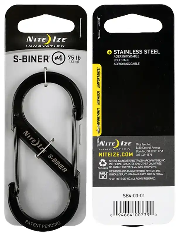 Cheap Nite Ize S-Biner Series SB4-03-01 Dual Carabiner, #4 Dia Ring, Stainless Steel