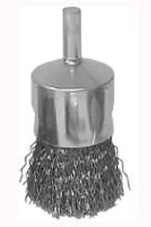 Best Choice Weiler 36047 Wire Wheel Brush, 3/4 in Dia, 1/4 in Arbor/Shank, 0.014 in Dia Bristle, Carbon Steel Bristle