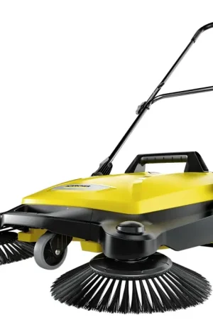 Karcher 1.766-361.0 Push Sweeper, 26.8 in W Working, 5.25 gal Hopper, 2-Brush, Black/Yellow Final Sale