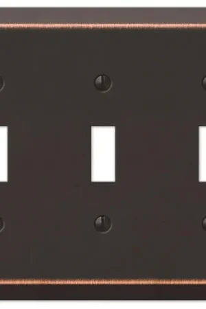 Amerelle Century 163TTTDB Wallplate, 4-15/16 in L, 6-1/2 in W, 3 -Gang, Steel, Aged Bronze, Pack of 3 New Arrival