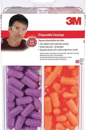 3M 7000122742 Disposable Ear Plugs, 32 dB NRR, Foam, Orange/Purple Direct From Factory