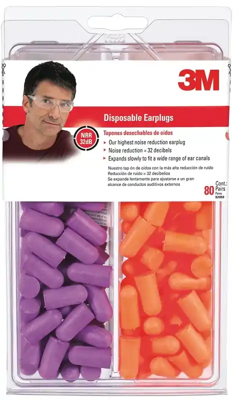 3M 7000122742 Disposable Ear Plugs, 32 dB NRR, Foam, Orange/Purple Direct From Factory