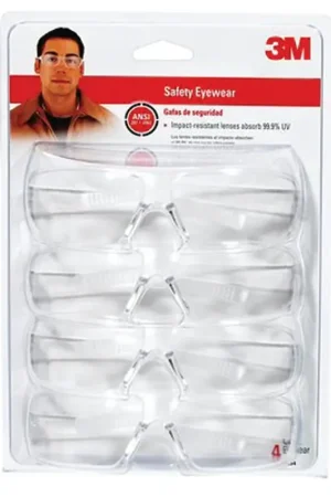 3M 90834-00000B Safety Glasses, Clear Lens, Clear Frame, Anti-Scratch Lens, Polycarbonate Lens, Wraparound Frame Hassle-Free Returns