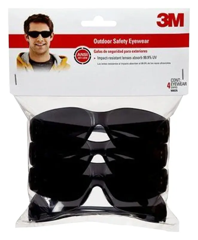 3M 90835-00000B Safety Eyewear, Scratch-Resistant Lens, Polycarbonate Lens, Wraparound Frame, Plastic Frame, Gray Frame Budget