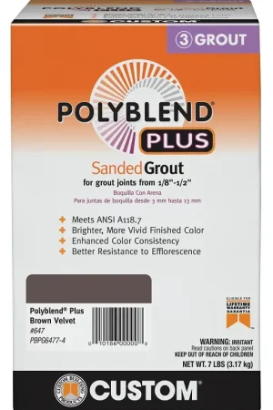 Weekend Sale Custom Polyblend Plus PBGP6477-4 Sanded Grout, Brown Velvet, 7 lb Box