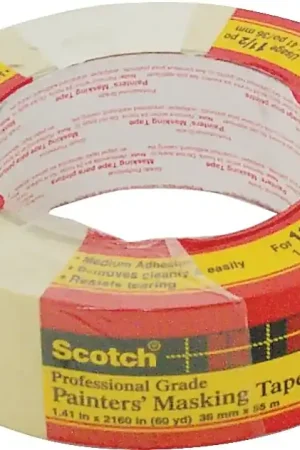 Top Pick Scotch 20501.5 Masking Tape, 60.1 yd L, 1-1/2 in W, Paper Backing, Beige