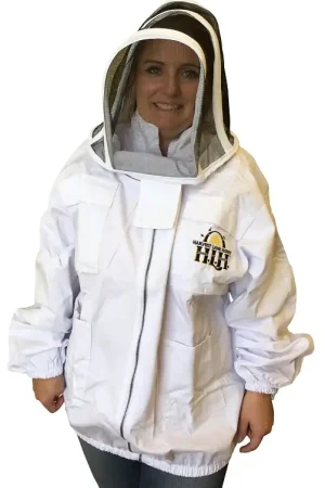 Clearance Harvest Lane Honey CLOTHSJXL-102 Beekeeper Jacket with Hood, XL, Zipper, Polycotton, White