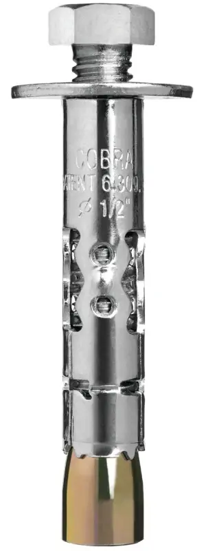 Budget Cobra Anchors 617R Sleeve Anchor, 1/2 in Dia, 2-3/4 in L, 1525 lb, Steel, Plated