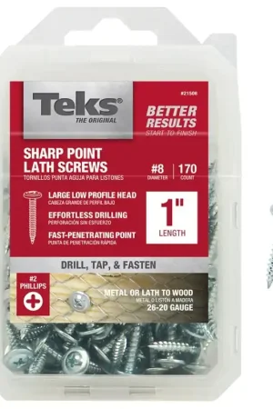 Teks 21508 Lath Screw, #8 Thread, Truss Head, Phillips Drive, Sharp Point, Steel, Zinc, 170 PK Super Sale