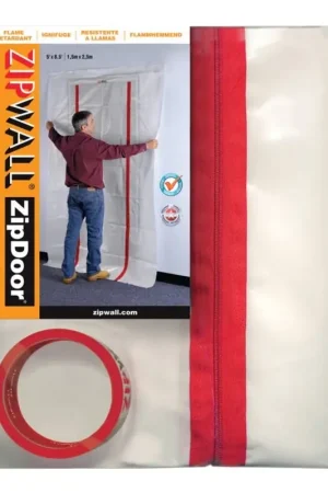 Zipwall ZDC Dust Barrier Door Kit, 4 ft L, 8 ft W, Plastic, Clear Super Sale