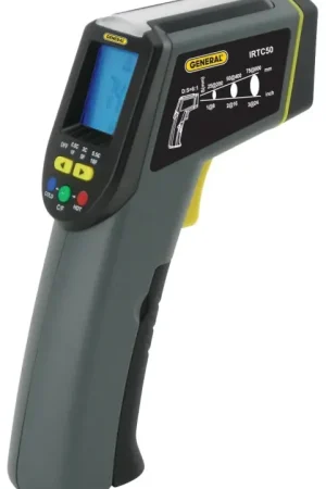 While Supplies Last General IRTC50 Infrared Thermometer with Tricolor Light Panel, -40 to 428 deg F, 0.1 deg Resolution, LCD Display