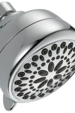 Reduced Price Delta 75763C Shower Head, Round, 1.75 gpm, 1/2 in Connection, IPS, 7-Spray Function, ABS, Chrome, 3-3/8 in Dia