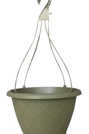 Southern Patio HH1224OG Weave Hanging Basket, Poly Resin, Olive Green While Supplies Last
