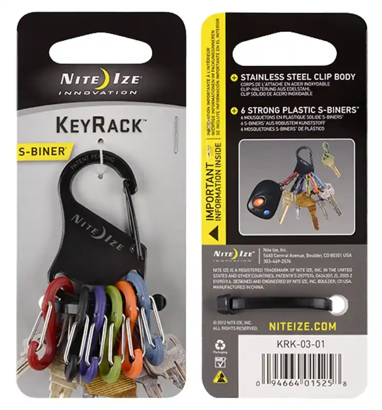 Bargain Nite Ize KRK-03-01 Key Carabiner, 2.85 in OAL, Stainless Steel, Black